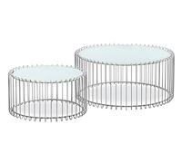Menzzo - Conjunto de Mesa Grande (80 x 80 x 45 cm), Color Blanco y Gris