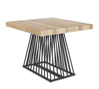 Menzzo Factory - Mesa, con pata de metal, extensible, para comedor y cocina, de madera, negra, dimensiones: 100 x 90 x 75 cm (largo x profundidad x alto), desplegada: 100 x 140-190-240 x 75 cm