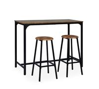 Menzzo Mesa de Bar Industrial Jostin con 2 taburetes - Conjunto de Comedor de pie de Madera y Metal Negro - Mesa Alta + Asientos Estilo Loft - Ideal Cocina, Bar y Espacio pequeño