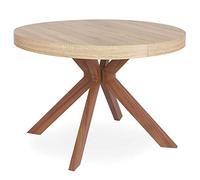 Menzzo Mesa de Comedor con pie de Mesa de Metal | Mesa Redonda Extensible para Comedor o Cocina con pie Central, Madera, Metal | miríada | diámetro 110 cm x 75 cm desplegada: 110 x P160-210-260 x 75