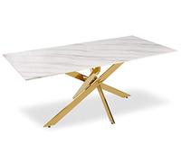 Menzzo - Mesas, Metal, Blanco, 180 x 90 x 75 cm, Grosor del Cristal: 12 mm