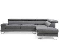 Menzzo Quentin Sofá de Esquina, Metal,Tela, Gris Oscuro, L260 x P180 x H72 cm