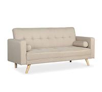 Menzzo Slow Sofá Convertible escandinavo, Tela, Beige, 186