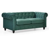 Menzzo - Sofá Grande de Terciopelo, Verde, 147 x 80 x 72 cm, Asiento de 45 x 55 cm, Patas de Altura 10 cm