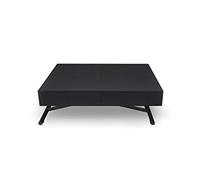 Menzzo Sundance - Mesa de centro, abatible, extensible, alto y largo ajustables, de madera negra, blanca y metal, plegada: 120 x 80 x 40 cm, desplegada: 80 x 190 x 75 cm