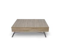 Menzzo Sundance - Mesa de centro, abatible, extensible, alto y largo ajustables, de madera, roble claro y metal, plegada: 120 x 80 x 40 cm, desplegada: 80 x 190 x 75 cm, tamaño único