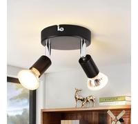 meoaow Lámpara de Techo Industrial 2x GU10 - 25W - Negro - 12 cm x 10.4 cm x 12 cm - Interior - Hogar