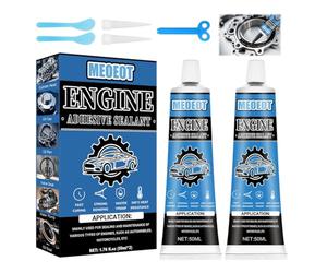 Meoeot Sellador Juntas para Motores Negro, Pasta de Juntas Motor, Silicona Pegamento Alta Temperatura, RáPido, Resistente al Aceite, Sellador de Juntas para Junta de Culata, Cárter de Aceite, 2*50ML