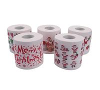 Meogromp 5 Estilos de de Papel de Papá Toallas de Papel de Decoraciones NavideñAs Navidad Papá de Oficina Papel HigiéNico 5 Rollos
