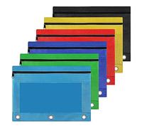 Meogromp Paquete de 6 Coloridos Estuches para LáPices con Cremallera y 3 Anillos Estuche para LáPices de Tela Estuche para Carpetas Duradero AU Resistente con Ventana Transparente Adecuado