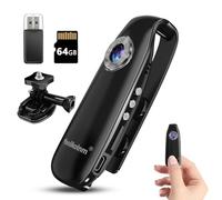 Meoilkolnm Minicámara corporal con grabación de audio y vídeo, 1080P, 64 GB, portátil, POV, detección de movimiento, grabadora de vídeo con bolsillo magnético DV portátil para ciclismo, mascotas