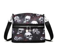 MEOKIM Bolso de hombro con calavera para mujer, cartera gótica con calavera, mochila Y2K, mochila hippie callejera, Rojo -, Talla única, Retro