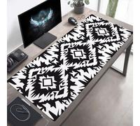 MEOSUEWI Alfombrilla de Ratón Gaming, Alfombrilla de Ratón Fina y Suave para Juegos 90 x 40cm, Impermeable Base Antideslizante, Mejora la precisión para Hombres Bohemia En Blanco Y Negro PjY1632 D-U