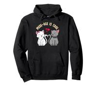 Meow-age Is Cute Cats Pareja Divertida Cita De Amor Sudadera con Capucha