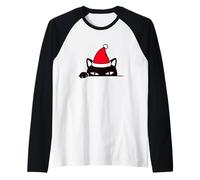 Meow Cat Christmas Cool Novelty Graphic Tees & Cool Designs Camiseta Manga Raglan