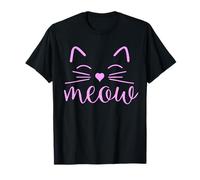 Meow Cute Cat Face Frase Divertida para Fans de los Gatos Camiseta