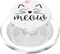 Meow Cute Cat Face Frase Divertida para Fans de los Gatos PopSockets PopGrip para MagSafe