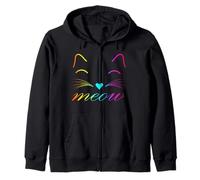 Meow Cute Cat Face Frase Divertida para Mujer Fan dei Gatti Sudadera con Capucha