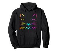 Meow Cute Cat Face Frase Divertida para Mujer Fan dei Gatti Sudadera con Capucha