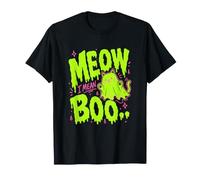 Meow I Mean Boo Funny Cat Ghost Girls Women's Halloween Camiseta