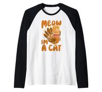 Meow I'm A Cat Divertido Día de Acción de Gracias Pavo Peregrino Gatito Camiseta Manga Raglan