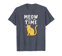 Meow Is Not The Time: Reloj de Gato caprichoso Camiseta, Hombre, Azul Jaspeado, M