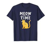Meow Is Not The Time: Reloj de Gato caprichoso Camiseta, Hombre, Azul Marino, XXL