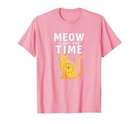 Meow Is Not The Time: Reloj de Gato caprichoso Camiseta, Hombre, Rosado, M