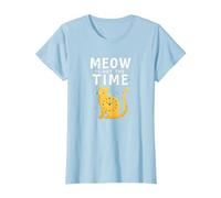 Meow Is Not The Time: Reloj de Gato caprichoso Camiseta, Mujer, Azul Bebé, S