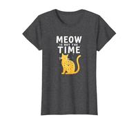 Meow Is Not The Time: Reloj de Gato caprichoso Camiseta, Mujer, Jaspeado Oscuro, M