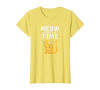 Meow Is Not The Time: Reloj de Gato caprichoso Camiseta, Mujer, Limón, M