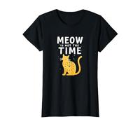 Meow Is Not The Time: Reloj de Gato caprichoso Camiseta, Mujer, Negro, L