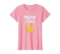Meow Is Not The Time: Reloj de Gato caprichoso Camiseta, Mujer, Rosado, M