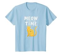 Meow Is Not The Time: Reloj de Gato caprichoso Camiseta, Niños, Azul Bebé, 3 años