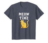 Meow Is Not The Time: Reloj de Gato caprichoso Camiseta, Niños, Azul Jaspeado, 12 años