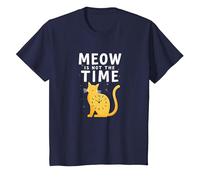 Meow Is Not The Time: Reloj de Gato caprichoso Camiseta, Niños, Azul Marino, 6 años