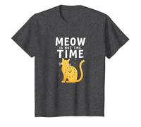 Meow Is Not The Time: Reloj de Gato caprichoso Camiseta, Niños, Jaspeado Oscuro, 12 años