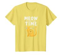 Meow Is Not The Time: Reloj de Gato caprichoso Camiseta, Niños, Limón, 8 años