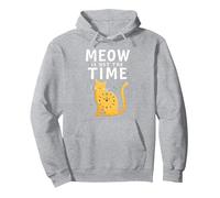 Meow Is Not The Time: Reloj de Gato caprichoso Sudadera con Capucha, Unisex para Adultos, Gris Jaspeado, L