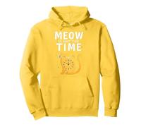 Meow Is Not The Time: Reloj de Gato caprichoso Sudadera con Capucha, Unisex para Adultos, Limón, S