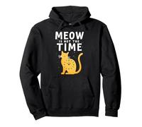 Meow Is Not The Time: Reloj de Gato caprichoso Sudadera con Capucha, Unisex para Adultos, Negro, XL