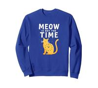 Meow Is Not The Time: Reloj de Gato caprichoso Sudadera, Unisex para Adultos, Azul Real, L
