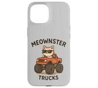 Meow Monster Truck Lindo Gatito Divertido Animal Gato Amante Niños Carcasa para iPhone 15