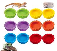Meow&Woof 12 tazas de alimentación de agua y alimentos de geco crestado, plato de comida para reptiles, cuenco de agua colorido para tanque de dragón barbudo, accesorios de terrario, suministros para