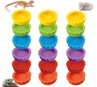 Meow&Woof 18 tazas de alimentación de agua y alimentos de geco crestado, plato de comida para reptiles, cuenco de agua colorido para tanque de dragón barbudo, accesorios de terrario, suministros para