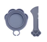Meow&Woof Cubierta para latas de comida para mascotas/cuchara de comida húmeda para gatos/tapa para latas de perro/bonita forma de pata, una tapa, paquete de cuchara (gris)