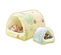 Meow&Woof Escondite para hámster, paquete de 2 camas acogedoras para animales pequeños con corvejón, casa de conejillo de indias de invierno, ruedas para dormir con planeador de azúcar, conejo enano