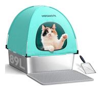 MeoWant Arenero Gatos Cubierto de Acero Inoxidable, Arenero Gato Grande con Pala y Estera de Doble Capa, Extraíble Inodoro Cerrado en Forma de U, Funda de Tela Oxford, Verde