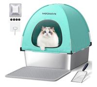 MeoWant - Bandeja para Gatos de Acero Inoxidable, XXL con Pala, Tipo Cerrado en Forma de U, Inodoro, para Gatos extraíbles con Funda de Tela Oxford