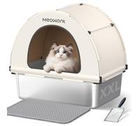 MeoWant Caja de Arena para Gatos de Acero Inoxidable, Arenero Gatos XXL con Pala y Estera de Doble Capa, Extraíble Inodoro Cerrado en Forma de U, Funda de Tela Oxford